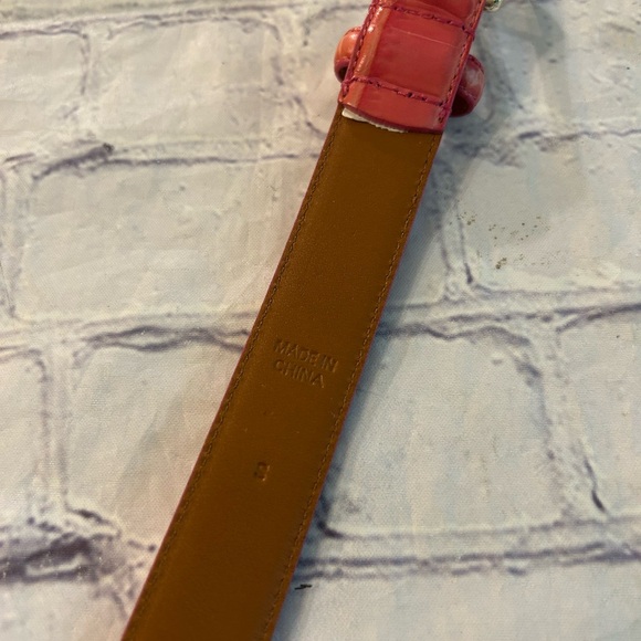 LAUREN RALPH LAUREN PINK CROC ITALIAN LEATHER GOLD TONE BUCKLE WOMENS BELT SMALL - Picture 11 of 13